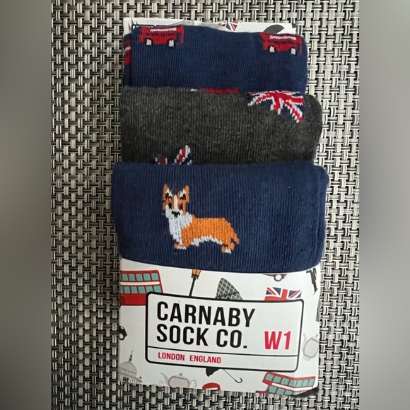 New Men's "Carnaby Sock Co London England" 3-Pair Of Socks. - Picture 1 of 3